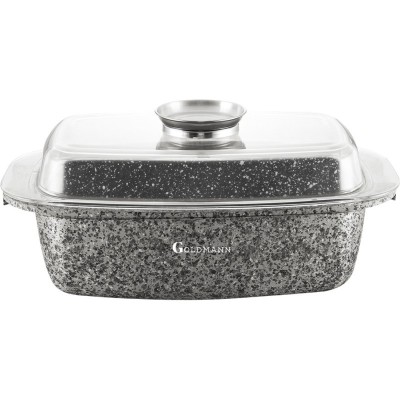 Roaster cu capac din sticla Goldmann, 32 x 21 x 11 cm, interior din marmura, 3 Straturi foto