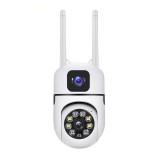 Cumpara ieftin Camera video de supraveghere dubla cu doua lentile Wireless Wi-Fi