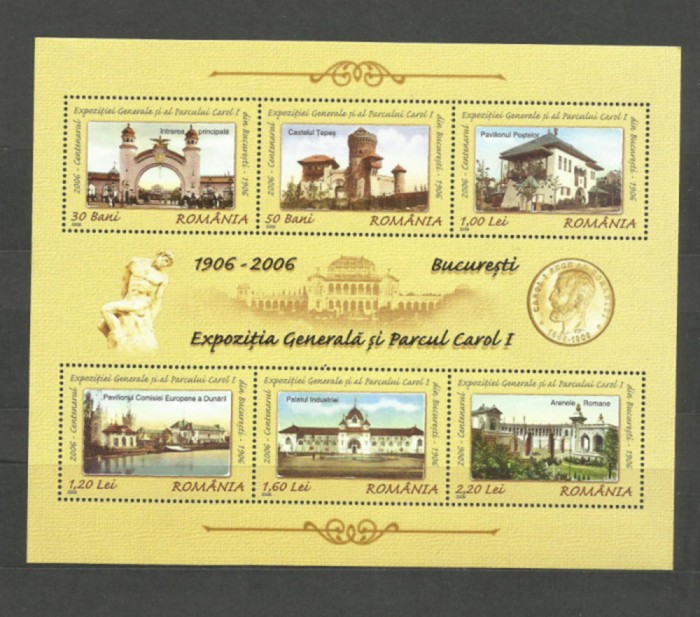 Romania MNH 2006 - Centenarul Expozitiei Generale Parcul Carol -LP 1724a blocX10