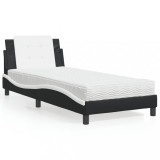 VidaXL Pat cu saltea, negru și alb, 80x200 cm, piele ecologică