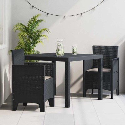 Set mese grădină 3 pcs Antracit 100 x 100 x 73 cm Polipropilenă foto