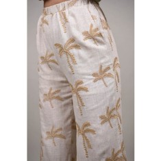 PANTALONI CU CADERE USOARA HAWAI Bej M-L