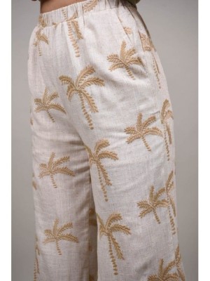PANTALONI CU CADERE USOARA HAWAI Bej M-L foto