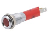 Lampă LED roșie 12VDC &Oslash;8mm metal.