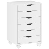 HOMCOM Sertar de Birou cu 6 Sertare Soft Close, 4 Roți, Sertar de Birou pentru Scrisori/Format A4, Dulap Vertical pentru Studio Imprimantă, 40x35x63 c