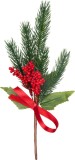 Crenguta decorativa de Craciun cu bobite rosii, 30 cm, MagicHome
