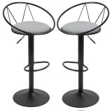 HOMCOM Set de 2 taburete de Bar Design neo-retro reglabil pivotant cu Suport pentru Picioare metal Negru L&acirc;nă Gri | Aosom Romania