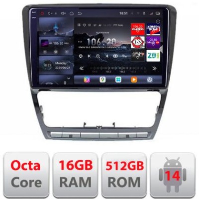 Navigatie Skoda Octavia 2 2005-2013 Edotec Kit-005 8 core QLED 2K 16+512 360 Android Waze USB Navigatie Internet Youtube Radio CarStore Technology foto