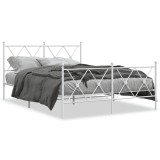 Cumpara ieftin Cadru de pat metalic cu tablie de cap/picioare, alb, 140x190 cm