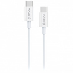 Cablu Date si Incarcare USB Type-C la USB Type-C DEVIA, 1 m, 60W, Alb