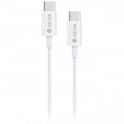 Cablu Date si Incarcare USB Type-C la USB Type-C DEVIA, 1 m, 60W, Alb foto
