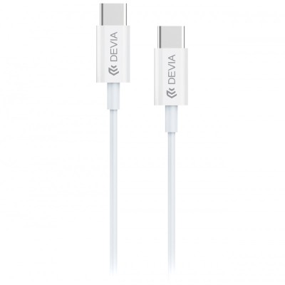 Cablu Date si Incarcare USB Type-C la USB Type-C DEVIA, 1 m, 3A, 60W, 20V, Alb foto