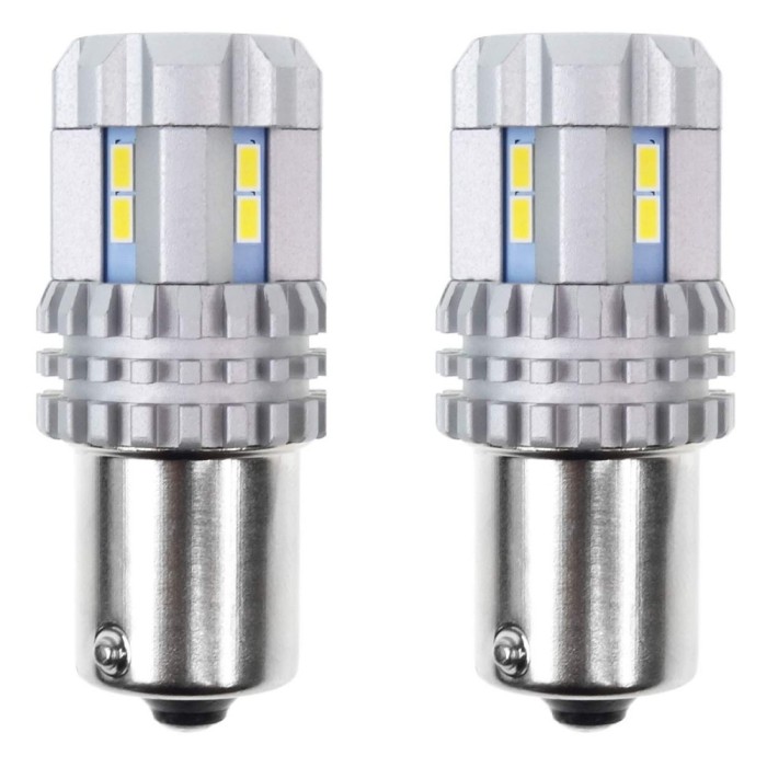 Bec pozitie ciresa auto tip LED UltraBright Canbus R5W, 12V-24V; BA15s, 12 LED SMD 3020, 2 buc.