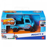 Hot wheels masinuta metalica cu sistem pull back mighty k scara 1:43, Mattel