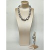 Set Bijuterii Perle Baroc Gri Argint 925 Placat Aur, Colier si Cercei, Handmade Italy, Elegant, Cadou