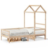 Cumpara ieftin Pat de zi cu acoperis, 80x200 cm, lemn masiv de pin