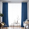 Draperie din catifea blackout cu rejansa din bumbac tip fagure, Madison, 150x265 cm, densitate 700 g/ml, Dark Cerulean, 1 buc