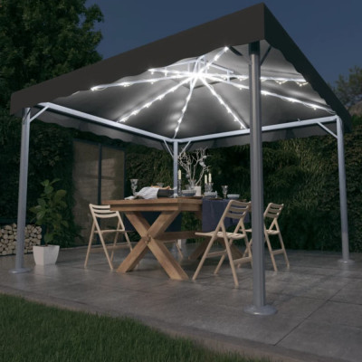 vidaXL Pavilion cu șiruri de lumini LED, antracit, 300x300cm aluminiu foto