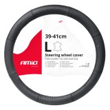 Husa din piele naturala pentru volan auto AMiO marime L 39-41 cm SWC-48-L, forma ergonomica, montaj usor, cusaturi rezistente