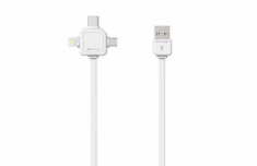 Cablu USB-C, micro-USB, Lightning 1.5m alb, Allocacoc foto