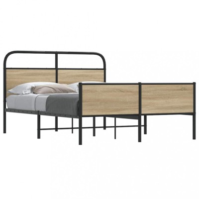 vidaXL Cadru de pat fără saltea 135x190 cm Lemn derivat stejar Sonoma 4100391 foto