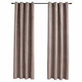 Draperii opace cu inele metalice, 2 buc., gri taupe, 140x175 cm