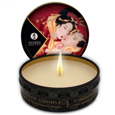 SHUNGA - MINI CARESS BY CANDELIGHT STRAWBERRIES AND CAVA MASSAGE CANDLE 30 ML foto