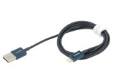 Cablu Apple Lightning - USB A 1m Albastru Textil
