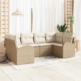 vidaXL Set de canapele pentru grădină cu pernă 6 pcs Bej Poli Rattan 3346181
