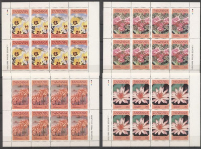 Tanzania 1986 Flowers, 8 sets in blocks, MNH S.045 foto