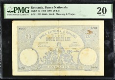 20 lei 1906 PMG 20 - bancnota cu vechime - Rara