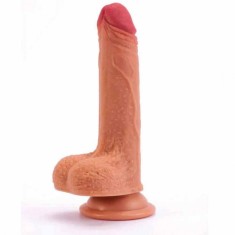 Du-te, Vino - Dildo Realistic cu Strat Dublu de Piele 18 cm