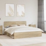 Cumpara ieftin Cadru de pat Stejar Sonoma 200 x 200 cm Lemn de pin masiv
