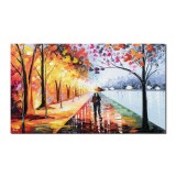 Tablou indragostiti pictat manual, Impreuna pentru totdeauna, 100x60cm ulei pe panza in cutit, gata de expus pe perete
