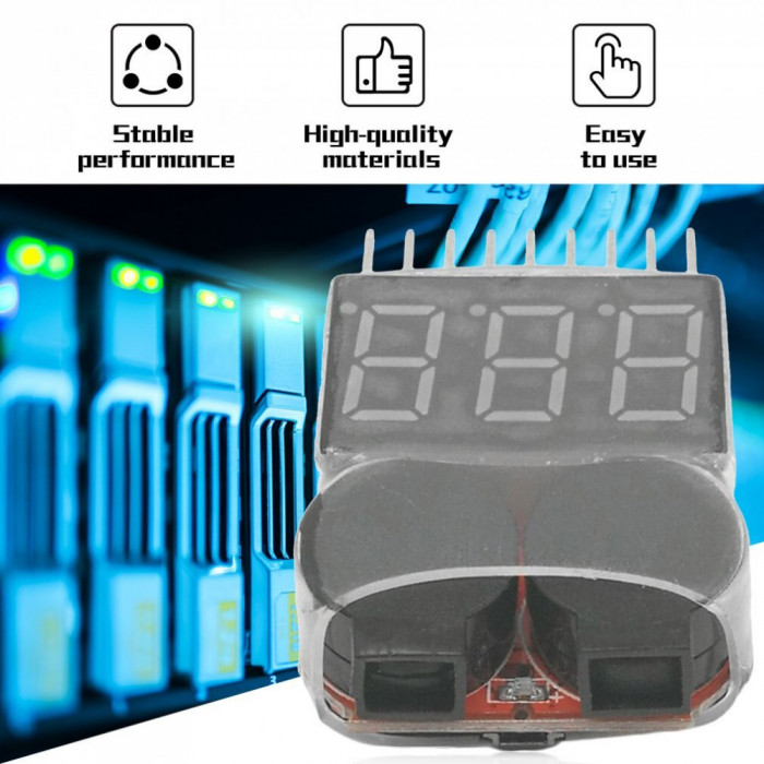Buzzer activ detectare voltaj baterie acumulator Lipo Li-ion Fe cu display led