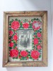 Fotografie veche familie tarani din Transivania, tablou rama lemn sticla pictata