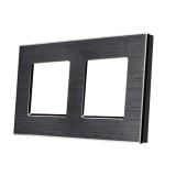 Rama dubla Luxion din aluminiu negru pentru prize si intrerupatoare