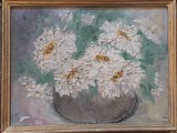 Tablou Vas cu flori, inramat,ulei pe placaj, 38x28 cm semnat MP 1979, Impresionism