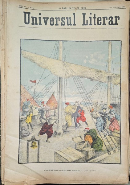 Revista Universul Literar nr.45/1897 pe coperta pirati marocani atacand o nava europeana