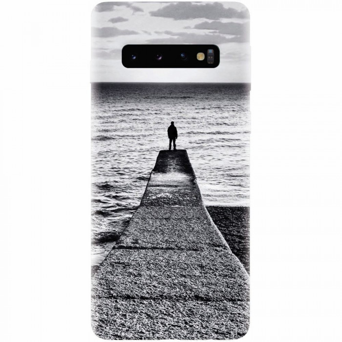 Husa silicon pentru Samsung Galaxy S10, Abstract Dock Man Grey