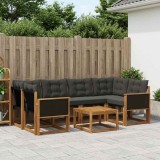 Cumpara ieftin Set de canapele de exterior 7 buc. 6-Locuri Natural si Negru