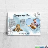 Tablou Canvas Personalizat Draga Fiu, Cadou de la Tata, Panza Bumbac, Print Rezistent, Decoratiune Casa, Agatatoare Gratuita