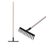 Grebla de gradina Strend Pro Premium R-606, 12 dinti, forjata, cu coada din lemn