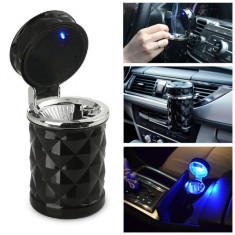Scrumiera auto LED prindere 2 in 1, in grila de ventilatie sau in suportul de pahar