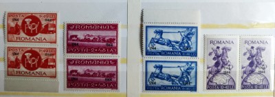 ROMANIA 1944 - Asistenta P.T.T. - LP 160 supratipar - pereche MNH** nestampilata foto