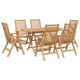 vidaXL Set de masă pentru grădină 7 pcs Maro Lemn solid de tec 3356879