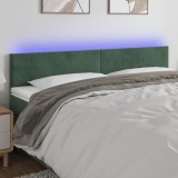 VidaXL Tăblie de pat cu LED, verde &icirc;nchis, 180x5x78/88 cm, catifea