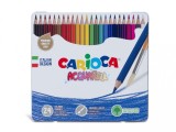 Set 24 creione colorate Carioca Aquarelle si cutie metalica pentru depozitare