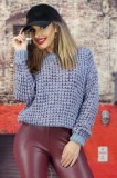 E777-11 Pulover gros cu maneci lungi si decolteu rotund, S/M