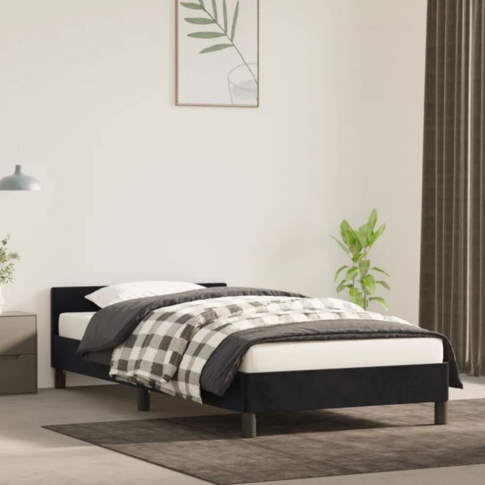 Gossi cadru de pat cu tablie, negru, 100x200 cm, catifea
